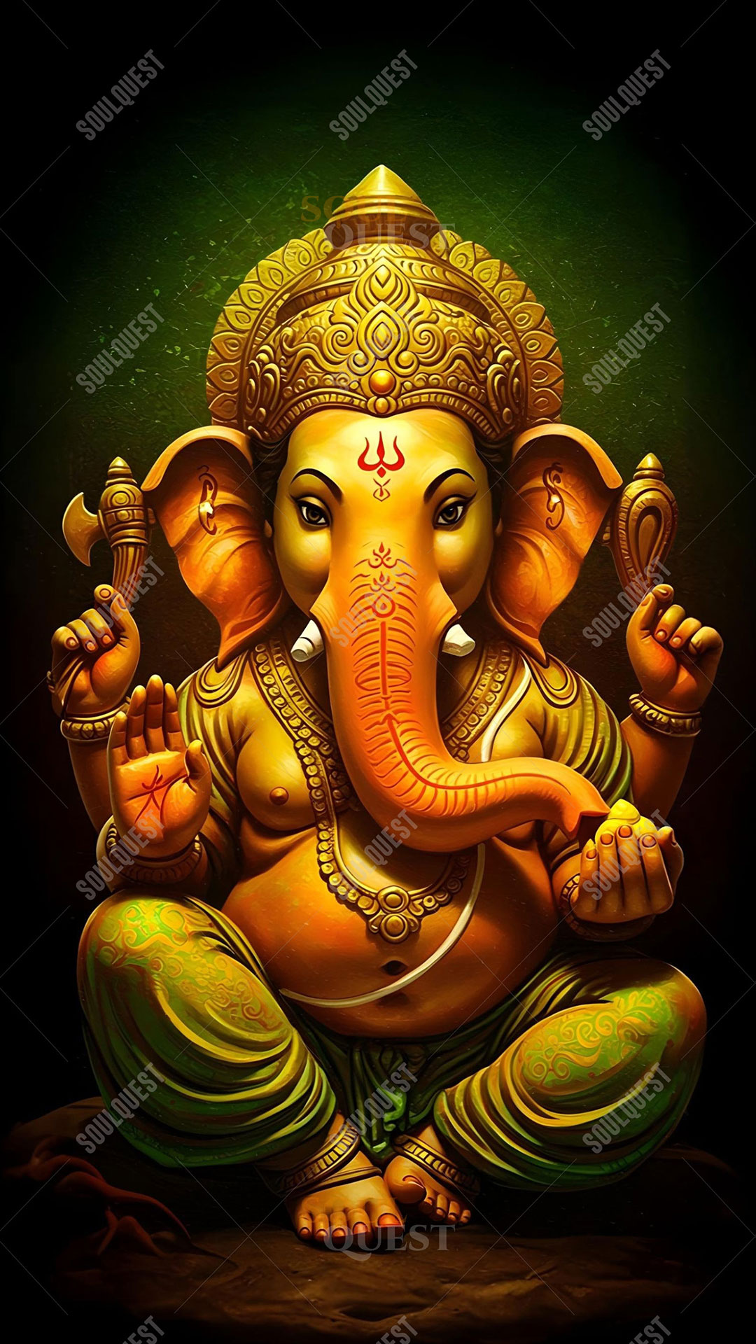 Lord Ganesha Inspired Devotional Digital Artwork – Traditional Spiritual Art