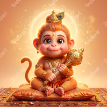 3D Divine Lord Hanuman Artwork – Inner Power
