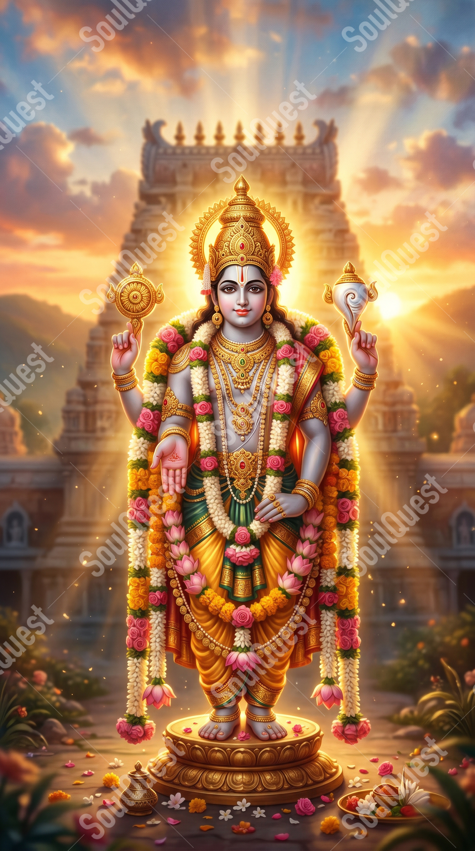 Divine Lord Venkateswara Artwork – Spiritual Calm